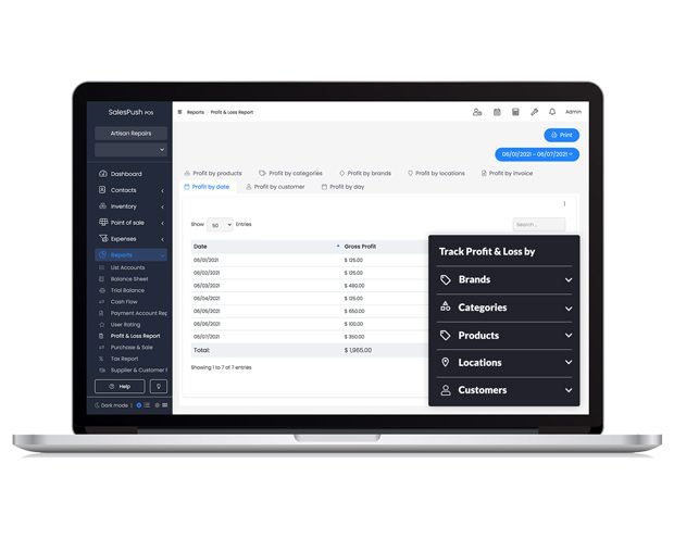 Profit & Loss Report with Repair POS Software